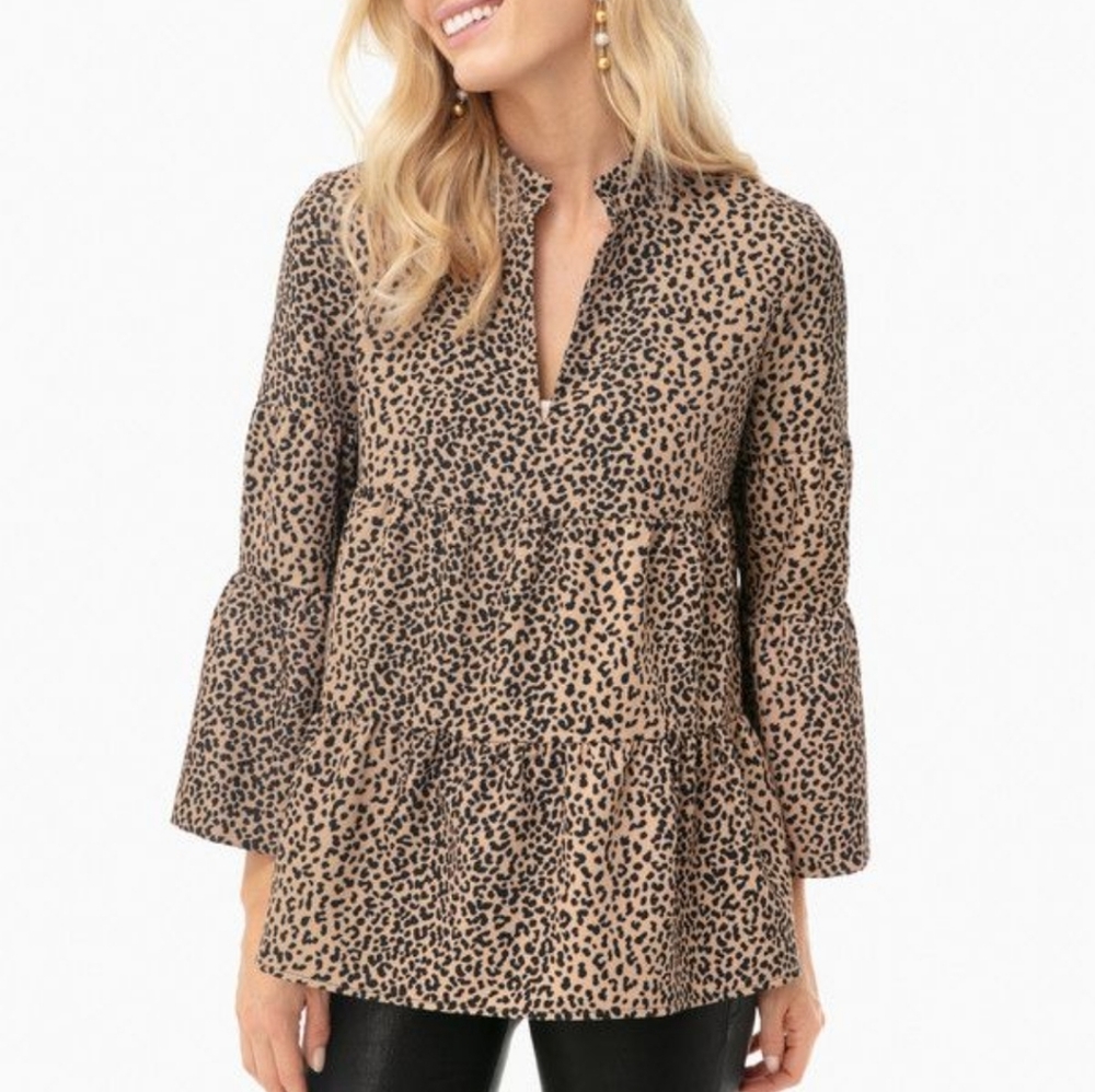 NWT Tiered Leopard Blouse